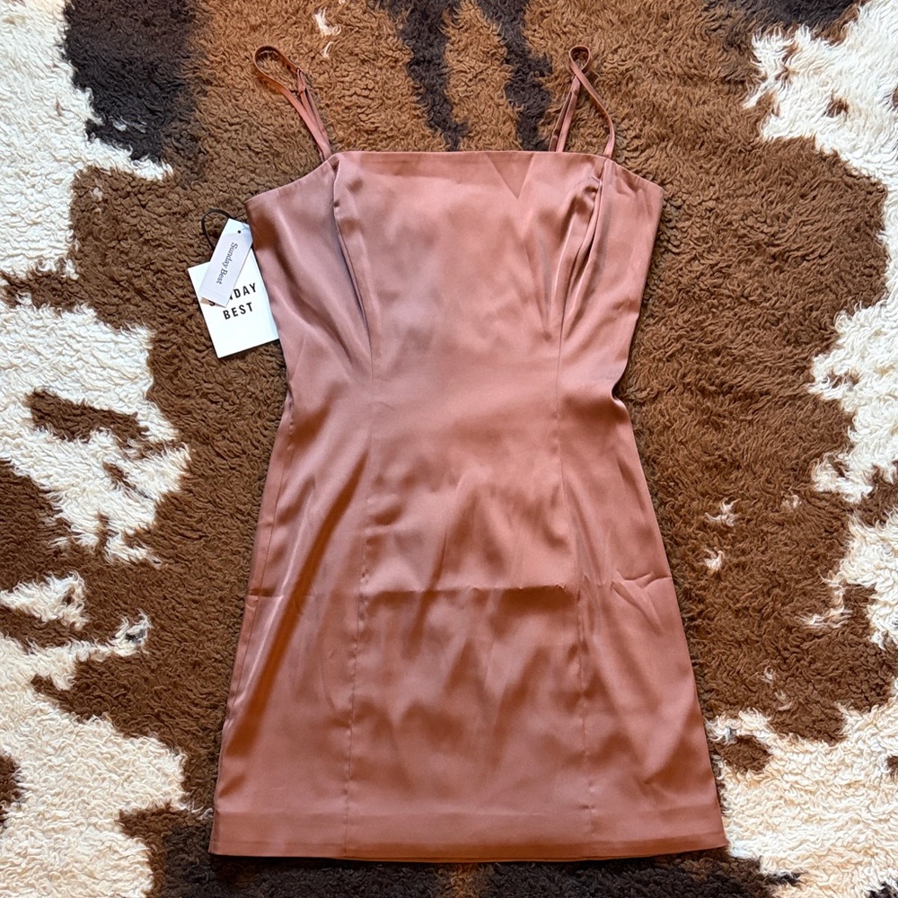 NWT Sunday Best Shimmer Mini Dress in chocolate sorbet